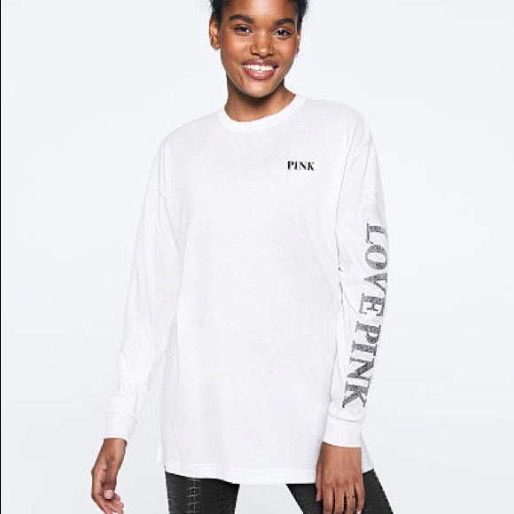 🚫SOLD🚫💗VS PINK WHITE SILVER BLING TEE SHINE - Picture 2 of 6